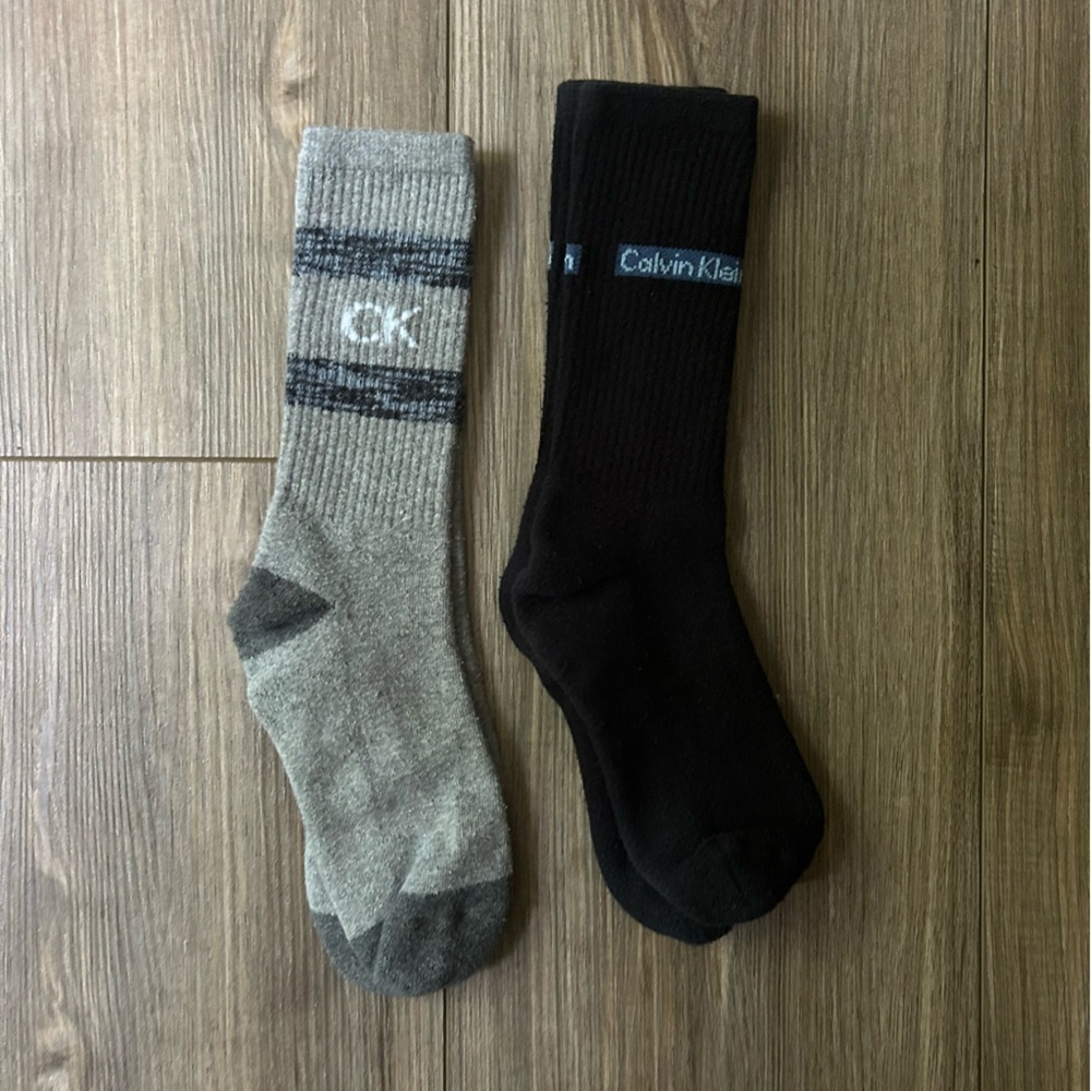 Calvin Klein | Two Pairs of Cotton Crew Socks (Grey / Black)